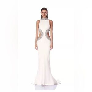 NWOT BRONX AND BANCO Camila White Rhinestone Cutout Gown